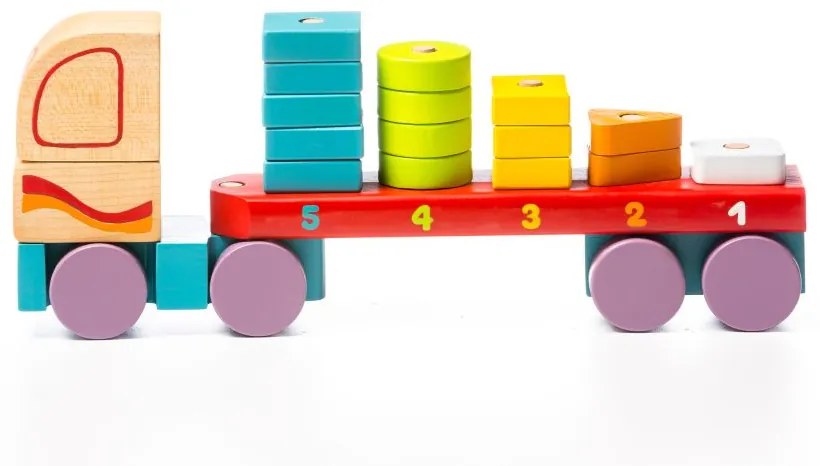 CUBIKA 13425 Nákladné auto s geometrickými tvarmi - drevené puzzle 19 dielikov