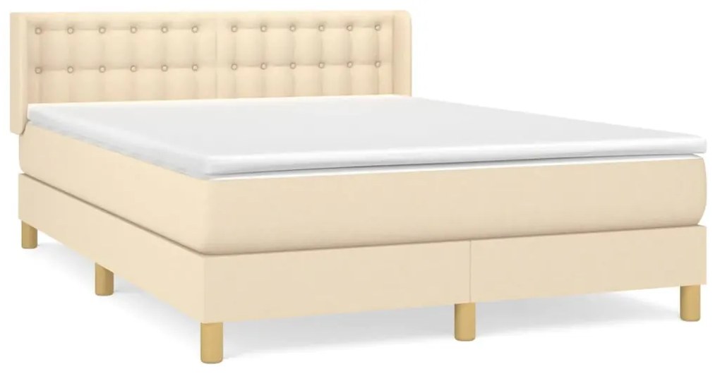 Posteľný rám boxspring s matracom krémový 140x200 cm látka