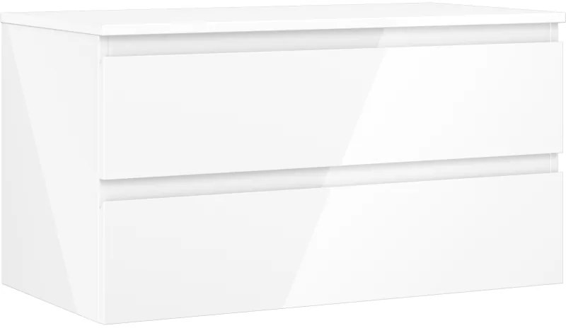 Mexen Orio, kúpeľňová skrinka 90 cm s hornou časťou, 2 zásuvky, biela lesklá, 91A10-09047-2-BFFC00