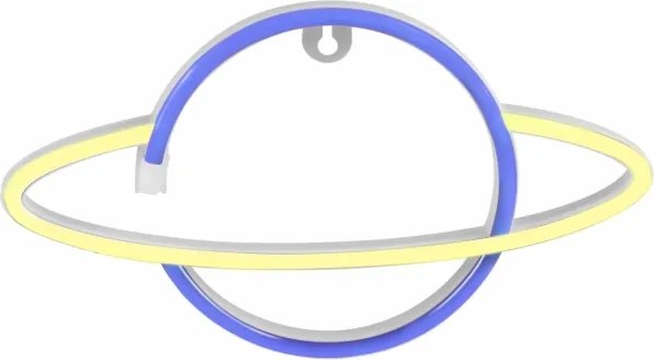 LED Neónová nástenná dekorácia PLANET LED/3W/3xAA USB modrá/žltá
