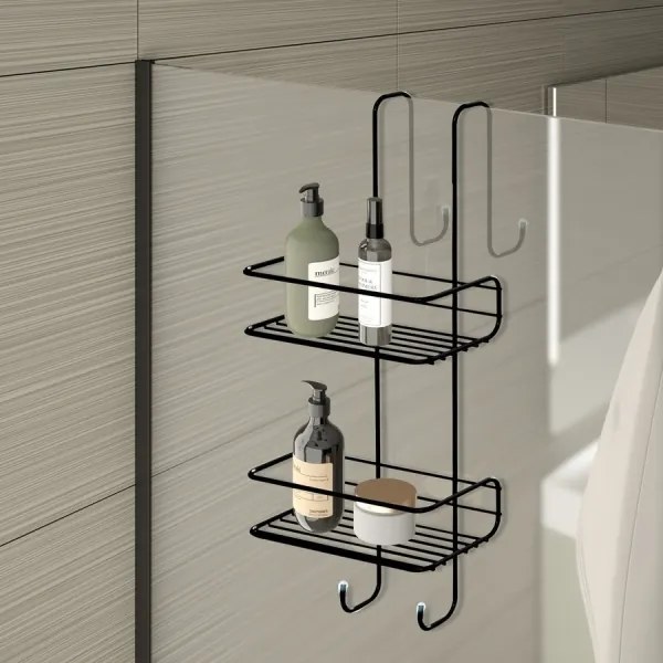 Gedy - Nástenná polica do sprchy CHROM LINE 49x24 cm matná čierna
