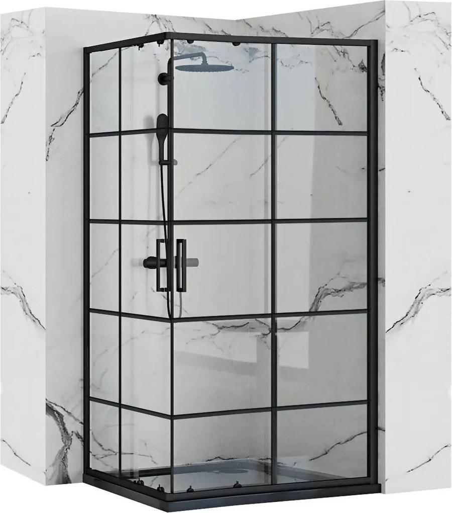 Obdĺžnikový sprchovací kút REA CONCEPT 80x100 cm, čierny/transparent - bez vaničky