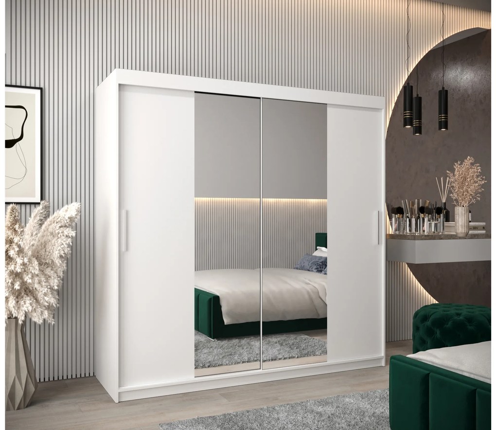 Šatníková skriňa 200 cm Toki 1 (Biela matná + Biela matná). Akcia -20%. Vlastná spoľahlivá doprava až k Vám domov. 1064929