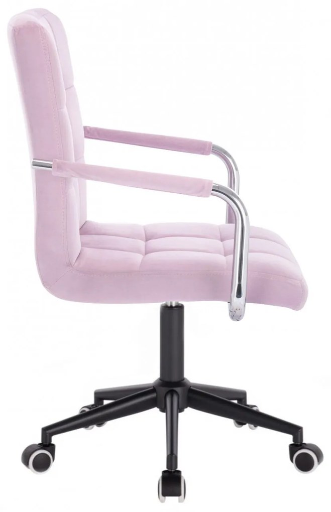 LuxuryForm DESIGN Stolička VERONA VELUR na čiernej podstave s kolieskami - levanduľa