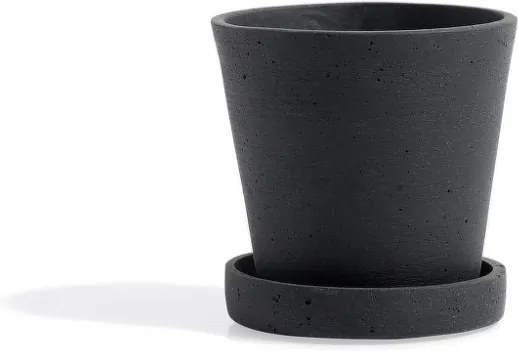 HAY Kvetináč s miskou Flowerpot S, black