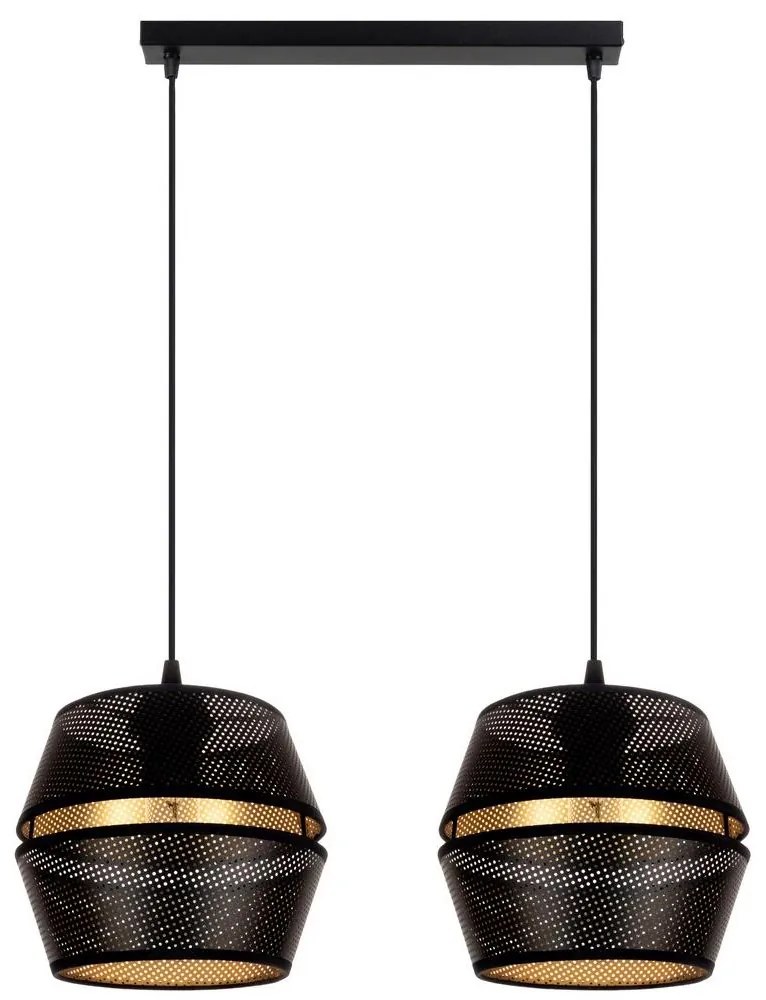 Luster na lanku PARIS 2xE27/60W/230V čierna/zlatá