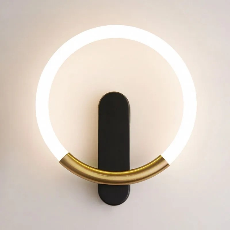 Toolight Toolight, LED nástenné svietidlo 25x29cm, 7W, 3000K, LHJ068-W C, čierna-zlatá matná, OSW-60036