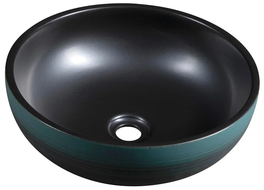 Čierne/tyrkysové keramické okrúhle umývadlo ø 41 cm Priori – Sapho