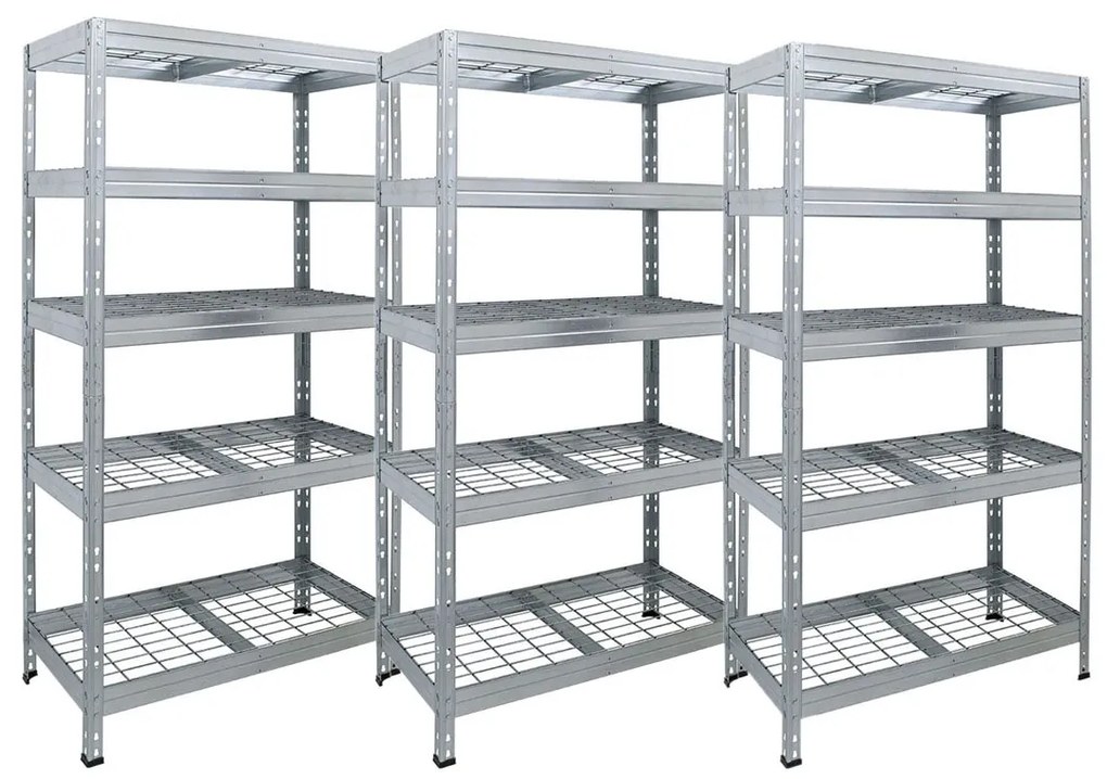 3x RIVET regál s drôtenou policou,180x150x60cm, 4 police, 400 kg na policu, zinok