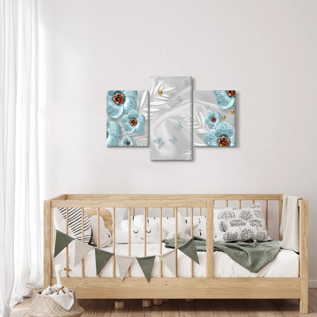 Obraz - 3D modré kvety (90x60 cm)