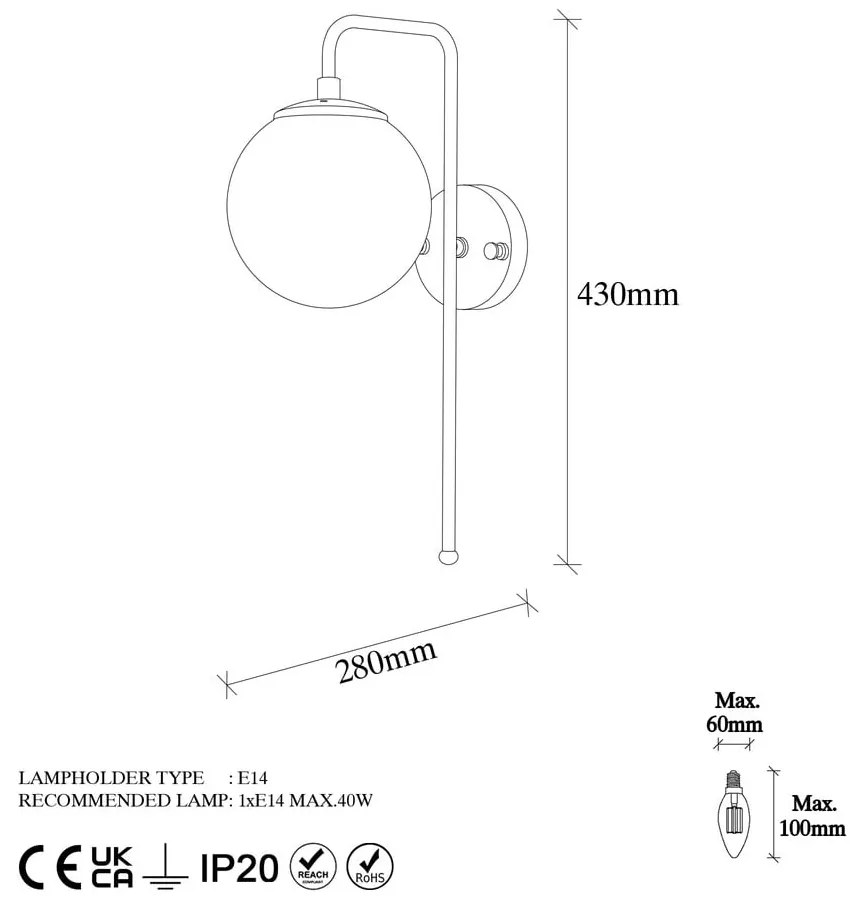 Biele/v mosadznej farbe nástenné svietidlo Viran – Opviq lights
