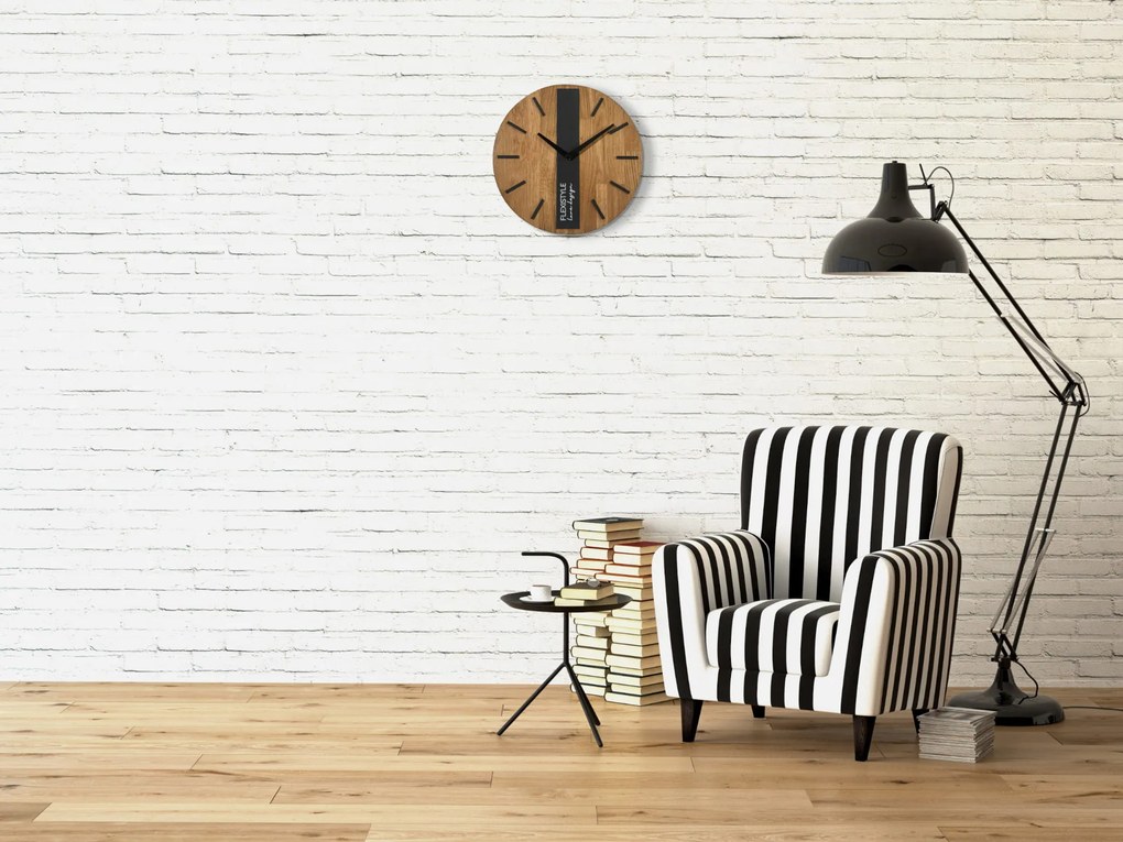 Dekorstudio Drevené hodiny DUB klasik 30cm - čierne