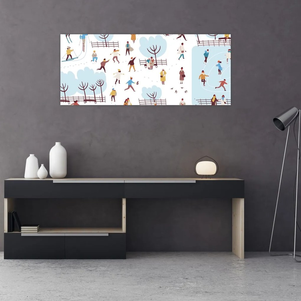 Obraz - Veselá zima (120x50 cm)