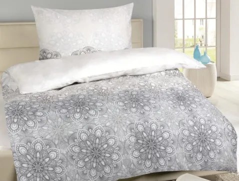 Obliečky Mandala, šedo-biele%