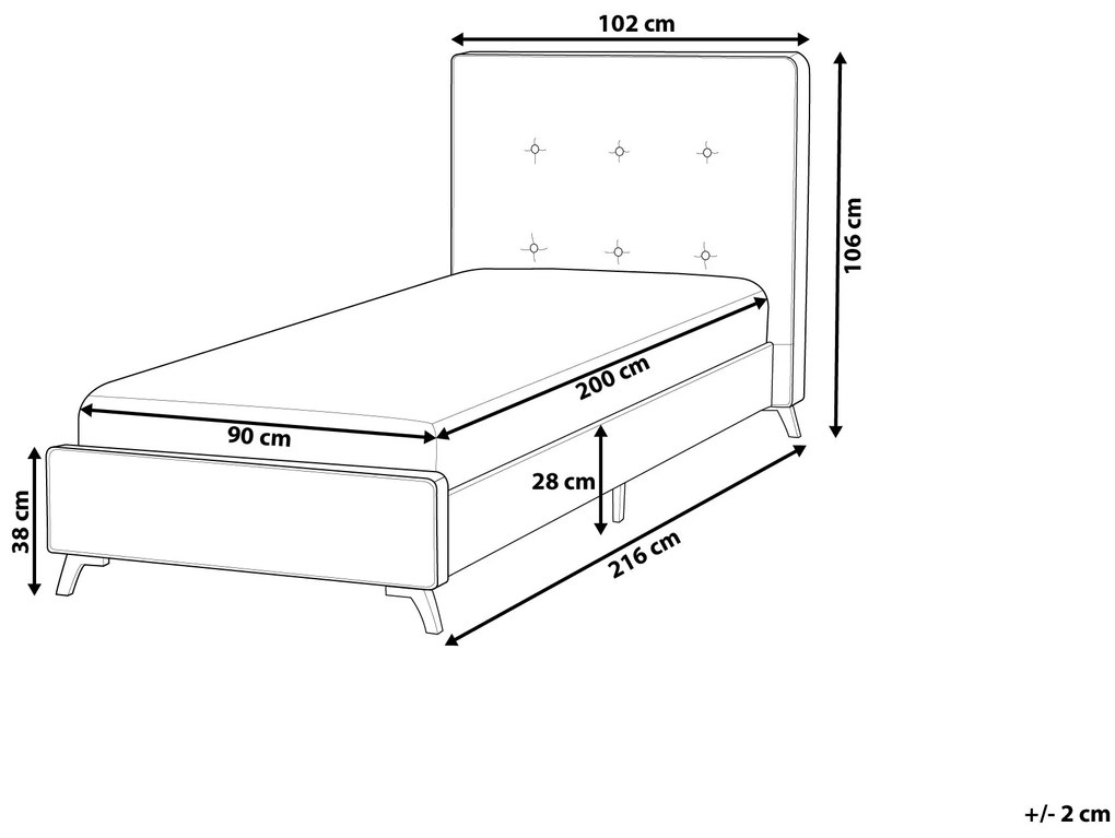 Posteľ 90 x 200 cm sivá AMBASSADOR  Beliani