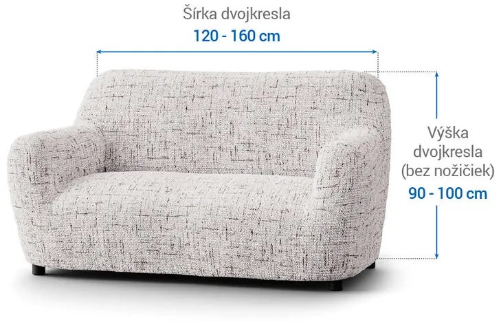 Bielastické poťahy VITTORIA smotanová dvojkreslo (š. 120 - 160 cm)