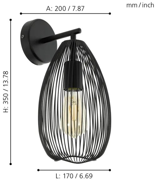 Eglo 49143 - Nástenné svietidlo CLEVEDON 1xE27/60W/230V