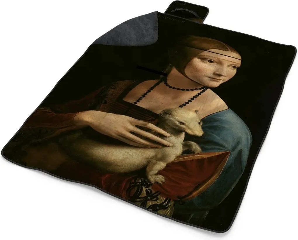 Sablio Plážová deka Dáma s hranostajom - Leonardo da Vinci: 200x140 cm