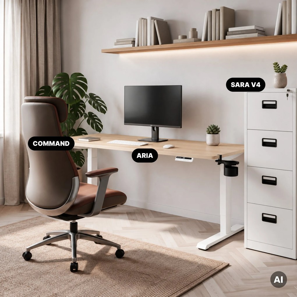 Elektrický stôl s nastaviteľnou výškou ergonomický biely/dub sonoma,1600x800 mm: ARIA