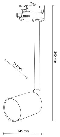 Luster na tyči do 3-fázového lištového systému TOP 1xGU10/8W/230V biela