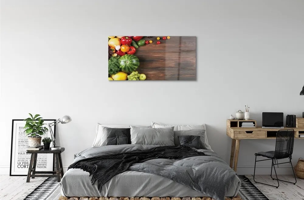 Obraz na skle Melón paradajky kôpor 125x50 cm