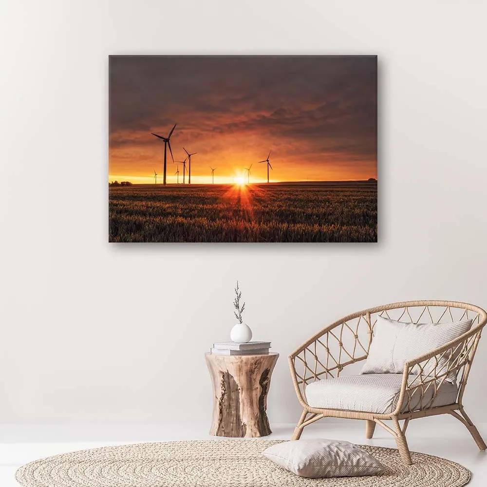 Gario Obraz na plátne Západ slnka a veterné mlyny Rozmery: 60 x 40 cm