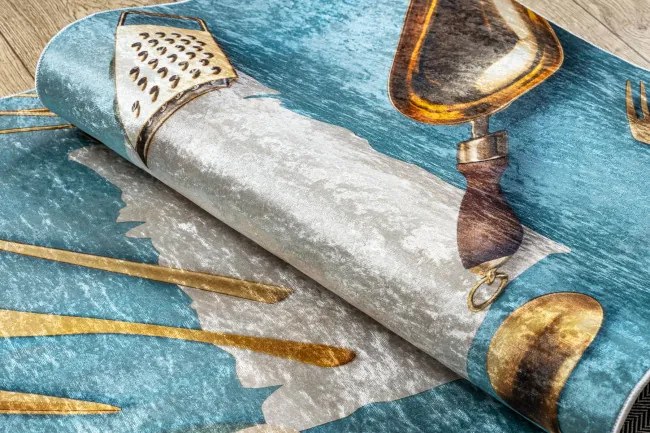 Protišmykový koberec / behúň ANDRE 33220 modrý / zlatý