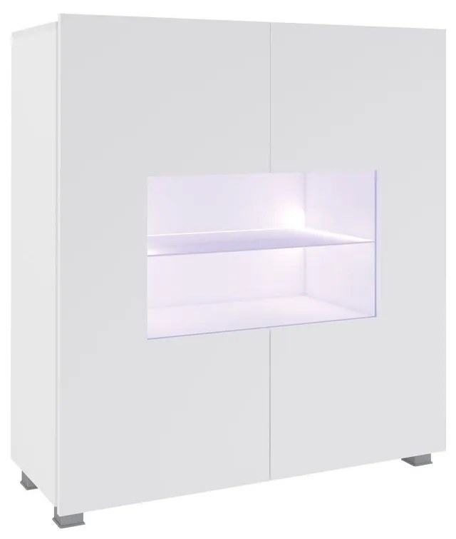 Vitrína Brenali BR01 (biela + biely lesk) (osvetlenie led biele). Vlastná spoľahlivá doprava až k Vám domov. 1053844