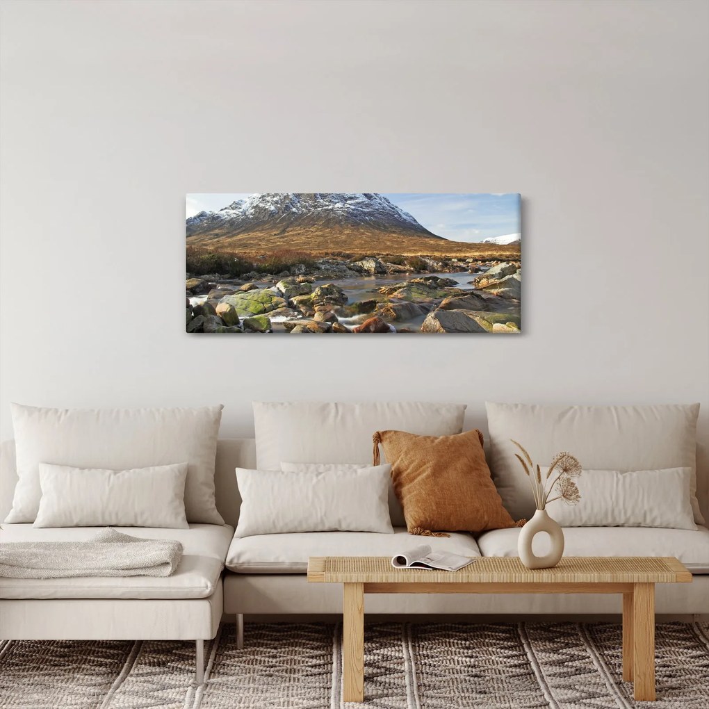 Obraz - Hora s riekou (120x50 cm)