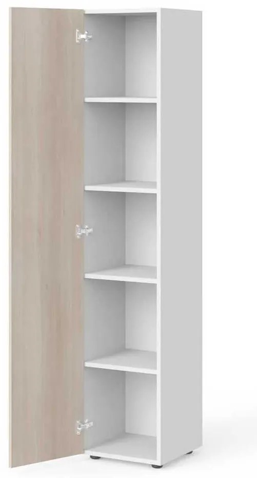 Vysoká skriňa Manager 39,9 x 42,2 x 196,5 cm, ľavá, agát svetlý / biela