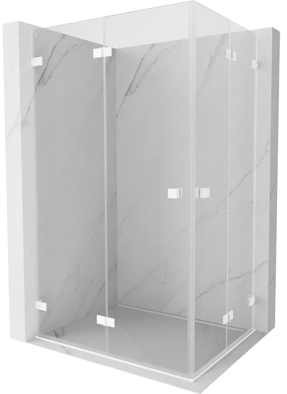 Mexen Lunar-F Duo, skladací sprchový kút 80 x 75 cm, 8mm číre sklo, biely profil, 836-080L-075P-20-00