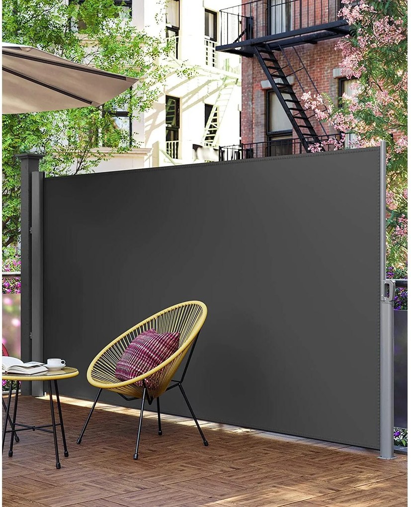 Bočná markíza na balkón, terasu, 400 x 160 cm, šedá