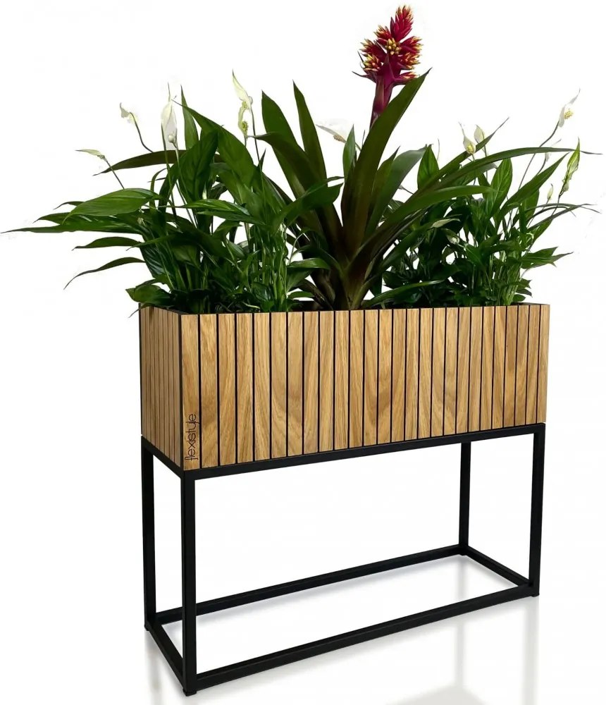 Kvetináč z prírodnej dubovej dyhy LOFT FIORINO 62X22X50 cm