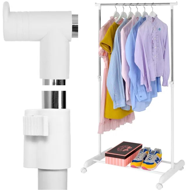 Vešiakový stojan ALIK na kolieskach biely