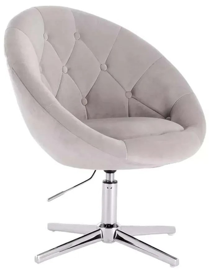 LuxuryForm DESIGN Kreslo VERA VELUR na striebornom kríži - svetlo šedé