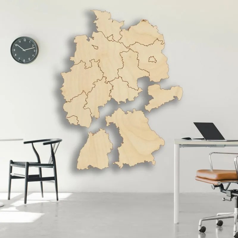 Drevená nástenná mapa Nemecko - 16 dielikov | SENTOP M004
