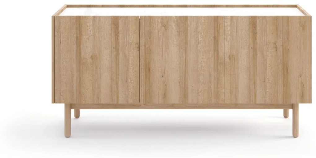 KOMODA TROJDVEROVÁ MARCIO DUB RIVIERA + MRAMOR 144 cm