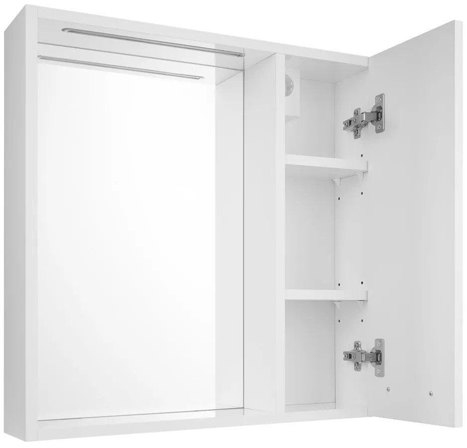 Aqualine Aqualine, ZOJA/KERAMIA FRESH STRIP galérka s LED osvetlením, 60x60x14cm, pravá, biela, 45022S