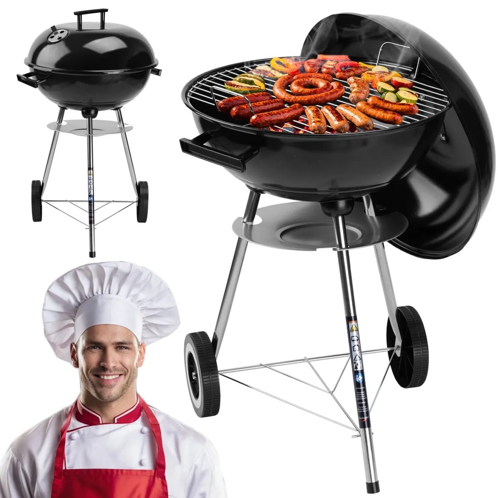 Zahradní gril na dřevěné uhlí RUND černý