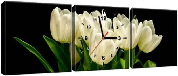 Obraz s hodinami Biele tulipány - Mark Freeth 90x30cm ZP1601A_3A
