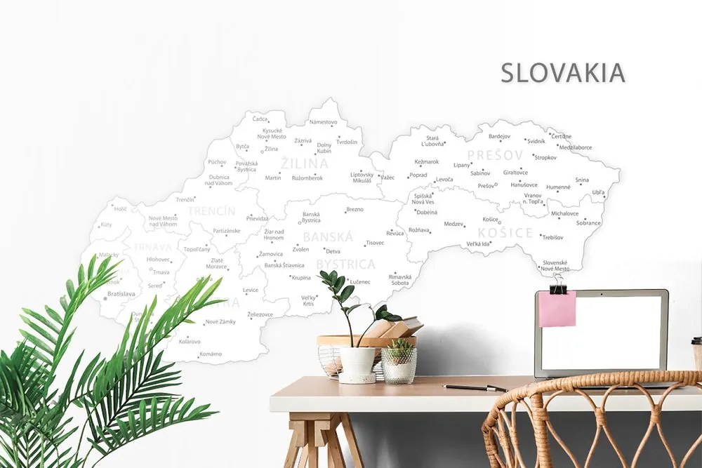 Tapeta podrobná mapa Slovenskej republiky v čiernobielom prevdení