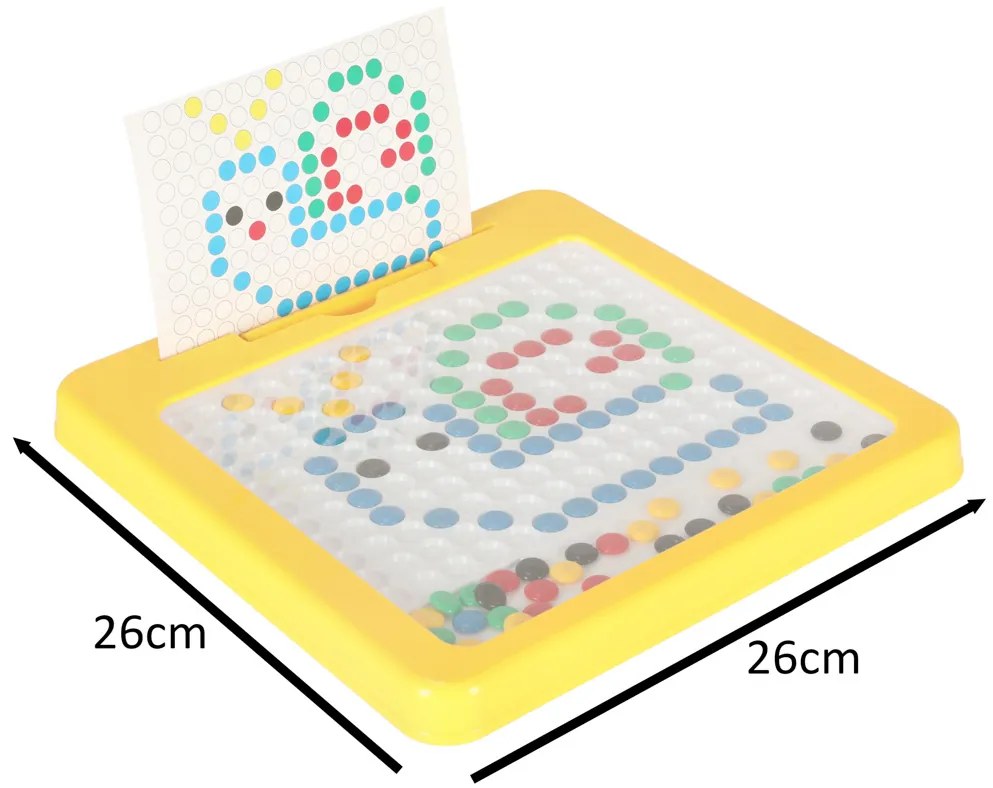 KIK Montessori magnetická tabuľa mozaika farebné bodky žltá 26 x 26 cm