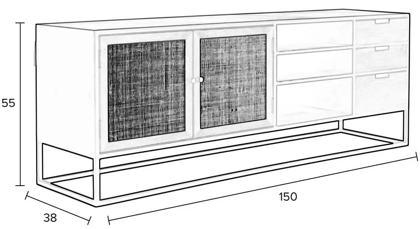 Čierny ratanový TV stolík 38x55 cm Guuji – White Label