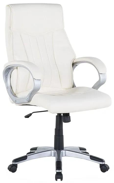 Sivo-biela otočná kožená kancelárska stolička TRIUMPH Beliani