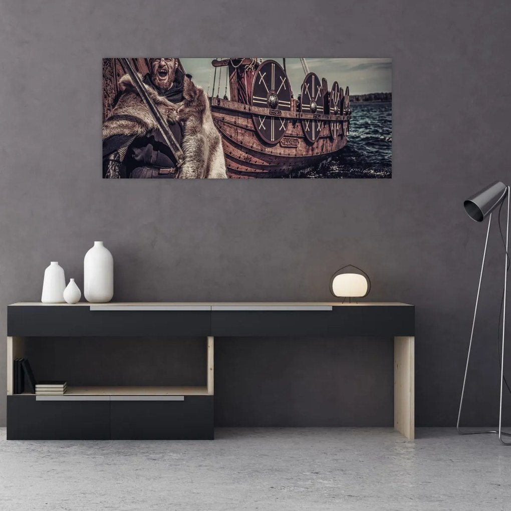 Obraz - Vikingský bojovník (120x50 cm)