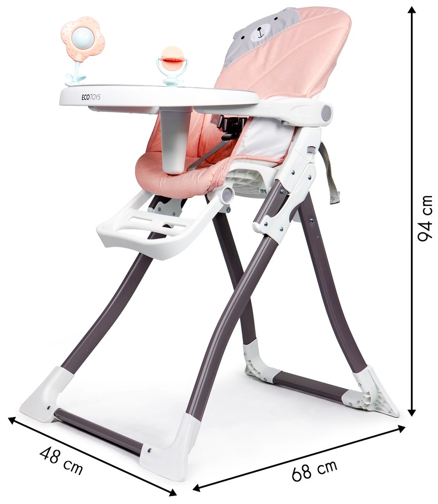 Jedálenská stolička Eco Toys, Bear pink 1903
