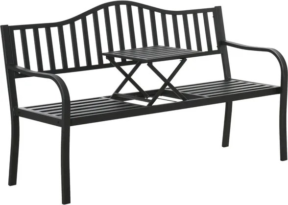 Lean Záhradná kovová lavička – 150cm, čierna