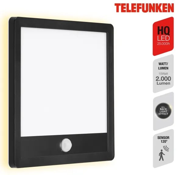 Telefunken 313805TF-LED Vonkajšie svietidlo so senzorom LED/15W/230V IP44