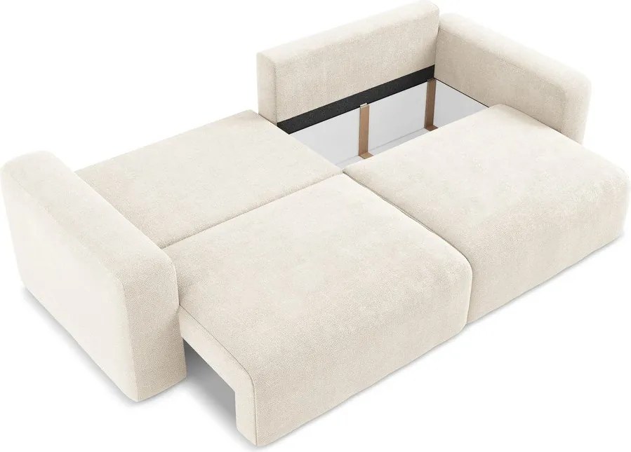 Krémová ženilková rozkladacia/s úložným priestorom pohovka 252 cm Kona – Makamii