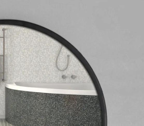 Okrúhle zrkadlo s policou 80cm, čierne